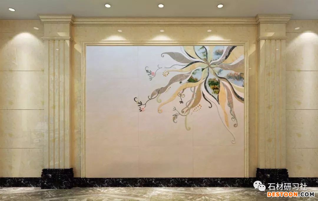 什么是石材水刀拼花背景墙,有文化艺术品味的背景墙?